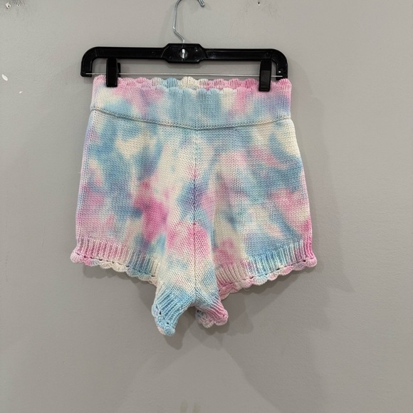 NWT LoveShackFancy Shorts Karissa Knit Scallop in Pink Tie Dye - Picture 3 of 6